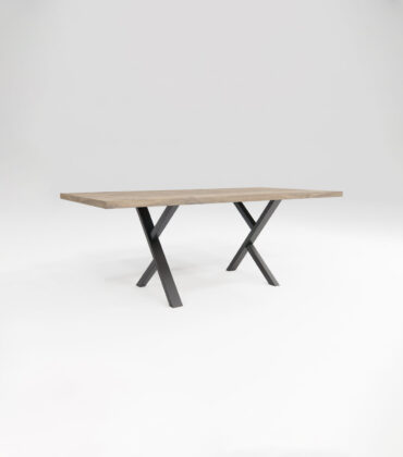 Jedálenský stôl drevený ZLYNE, kovová podnož čierna