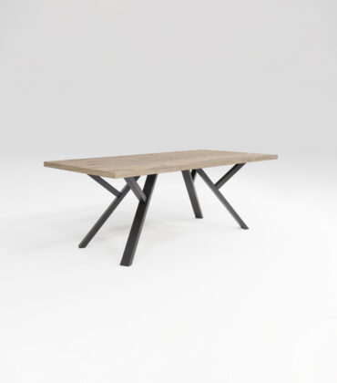 Jedálenský stôl drevený YVA, kovová podnož čierna