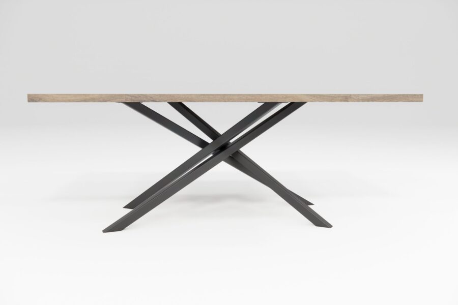 Jedálenský stôl drevený, kovová podnož čierna