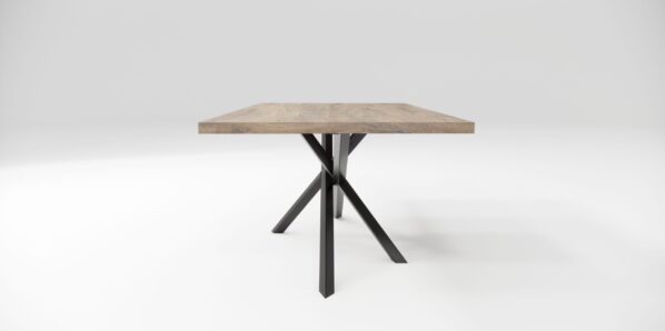 Jedálenský stôl MOSAYK SLIM drevený, kovová podnož čierna