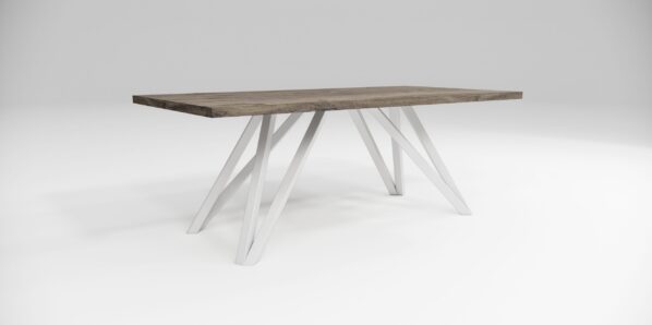 Jedálenský stôl NET drevený, kovová podnož biela