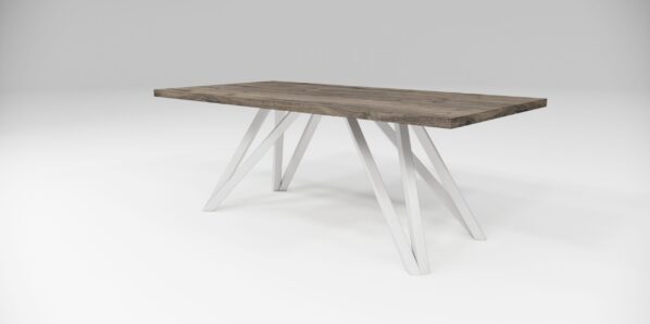 Jedálenský stôl NET drevený, kovová podnož biela