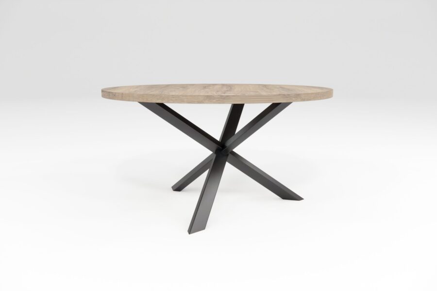 Jedálensky stôl VADORA, drevený, kovová podnož čierna