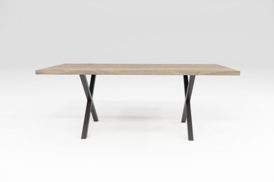 Jedálensky stôl XLYNE SLIM, drevený, kovová podnož čierna