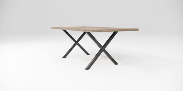 Jedálensky stôl XLYNE SLIM, drevený, kovová podnož čierna